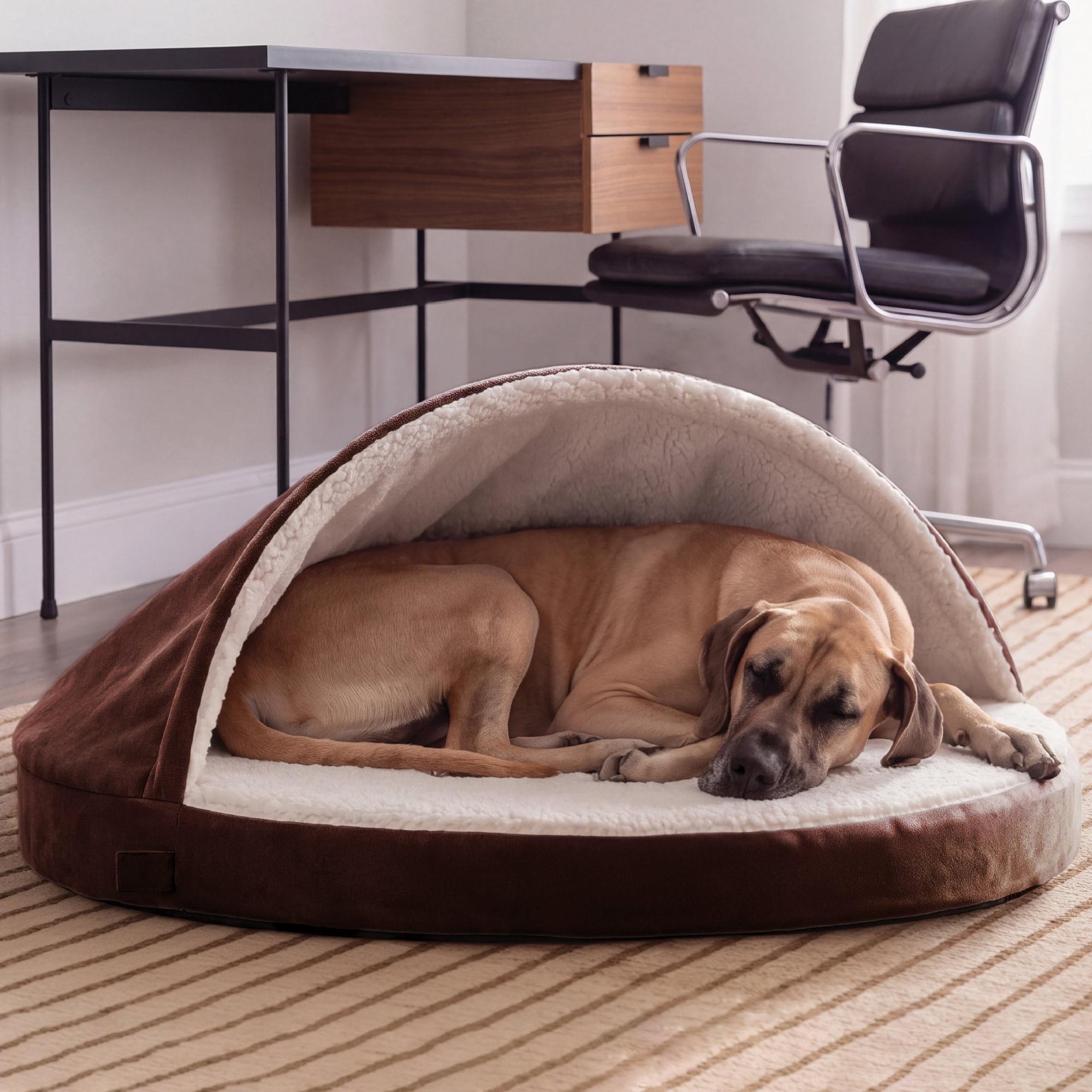 44IN Sherpa & Suede Orthopedic Snuggery Bed - Espresso