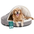 thumbnail image 1 of Furhaven 44" Round Orthopedic Dog Bed for Large Dogs w/ Removable Washable Cover, For Dogs Up to 80 lbs - Sherpa & Suede Snuggery - Gray, 44-inch, 1 of 10