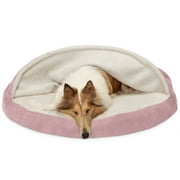 FurHaven Pet Products Faux Sheepskin Orthopedic Snuggery Burrow Pet Bed for Dogs & Cats - Pink, 44" Base