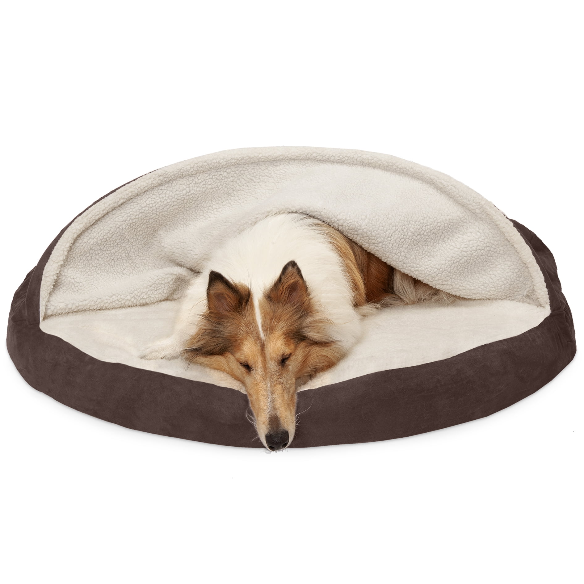 FurHaven Pet Products Faux Sheepskin Snuggery Orthopedic Pet Bed for Dogs u0026  Cats - Espresso, 44 Base - Walmart.com