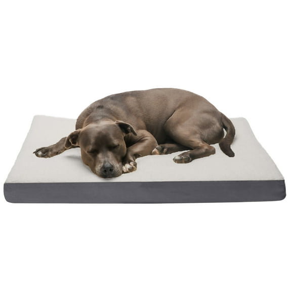 FurHaven Pet Products Faux Sheepskin & Suede Deluxe Cooling Gel Memory Foam Pet Bed for Dogs & Cats - Gray, Large