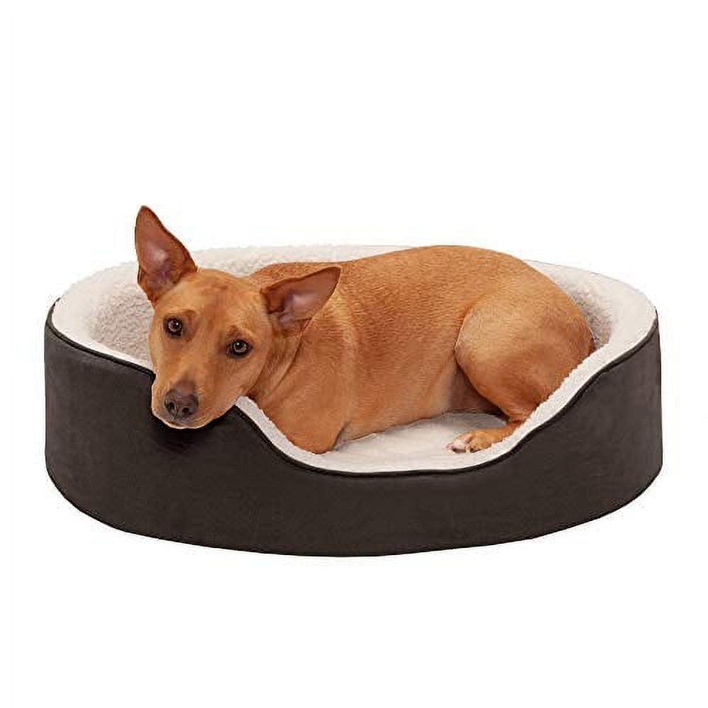 Espresso Orthopedic Foam Bolster Dog Bed with Removable Cover