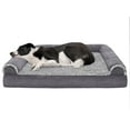 thumbnail image 1 of FurHaven Two-Tone Faux Fur & Suede Full Support Orthopedic Sofa Pet Bed for Dogs & Cats - Jumbo, Stone Gray, 1 of 12