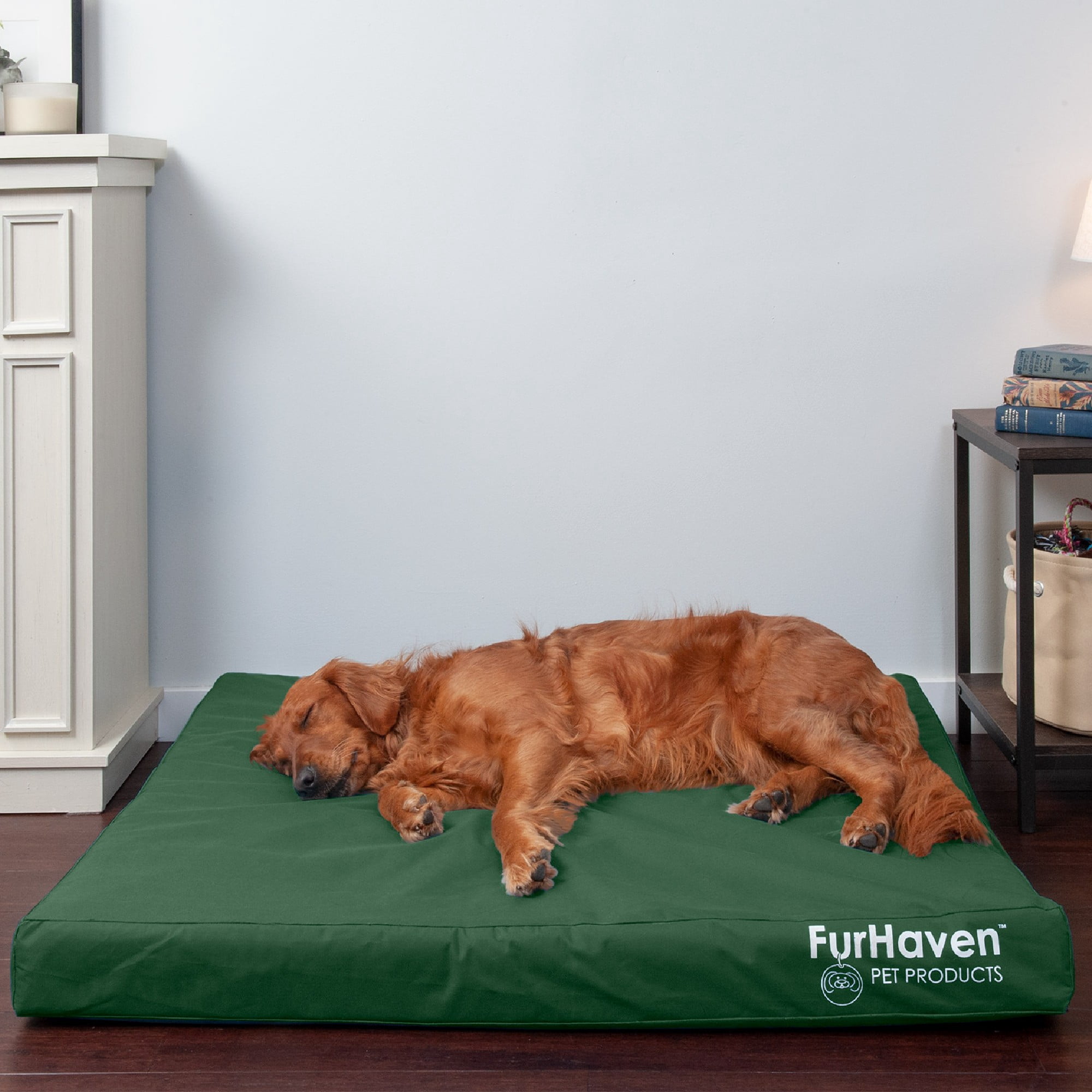 FurHaven Pet Products Indoor/Outdoor Oxford Cooling Gel Top Deluxe Mattress Pet Bed for Dogs & Cats - Forest, Jumbo