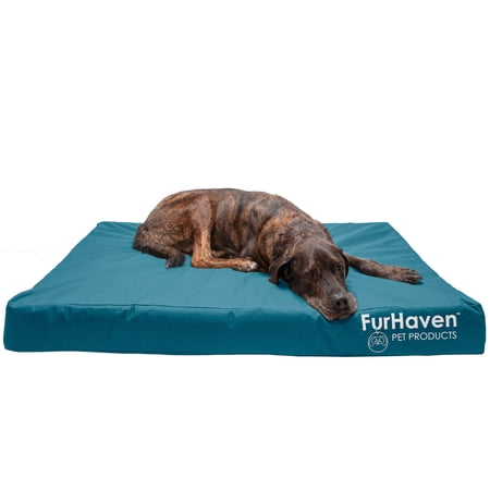 FurHaven Pet Products Indoor/Outdoor Oxford Memory Top Deluxe Mattress Pet Bed for Dogs & Cats - Deep Lagoon, Jumbo Plus
