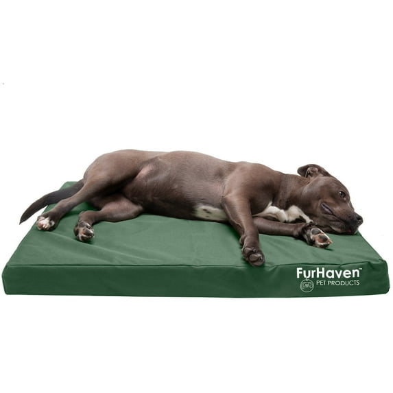 FurHaven Pet Products Indoor/Outdoor Oxford Memory Top Deluxe Mattress Pet Bed for Dogs & Cats - Forest, Large
