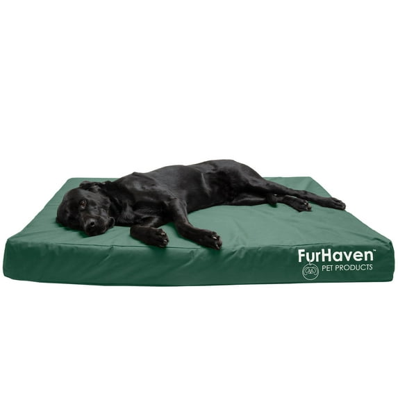 FurHaven Pet Products Indoor/Outdoor Oxford Orthopedic Deluxe Mattress Pet Bed for Dogs & Cats - Forest, Jumbo Plus