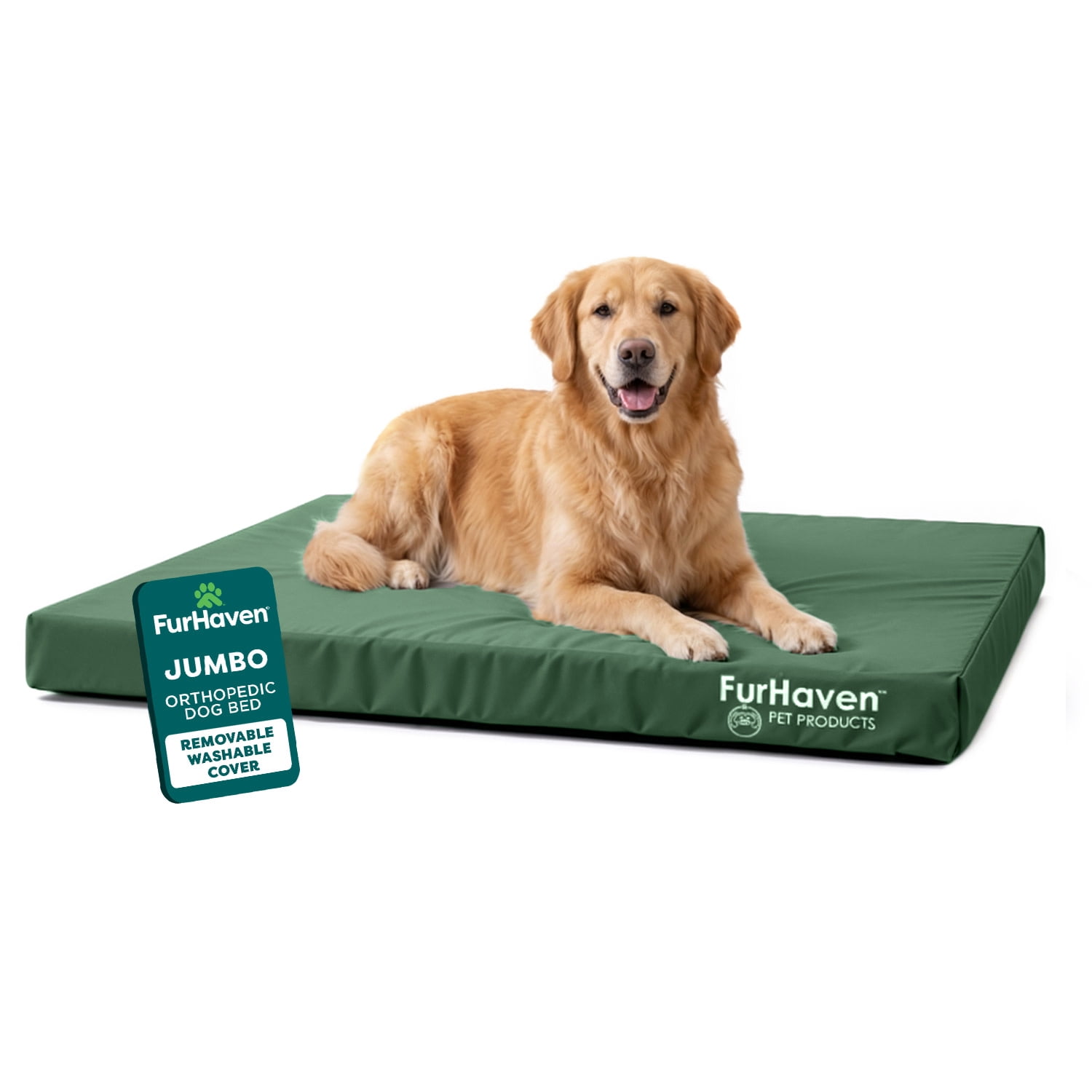 Jumbo Furhaven Logo Indoor/Outdoor Deluxe Orthopedic Dog Bed