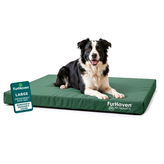 FurHaven | Deluxe Convolute Orthopedic Oxford Indoor/Outdoor Water-Resistant Pet Bed for Dogs & Cats, Forest, Large