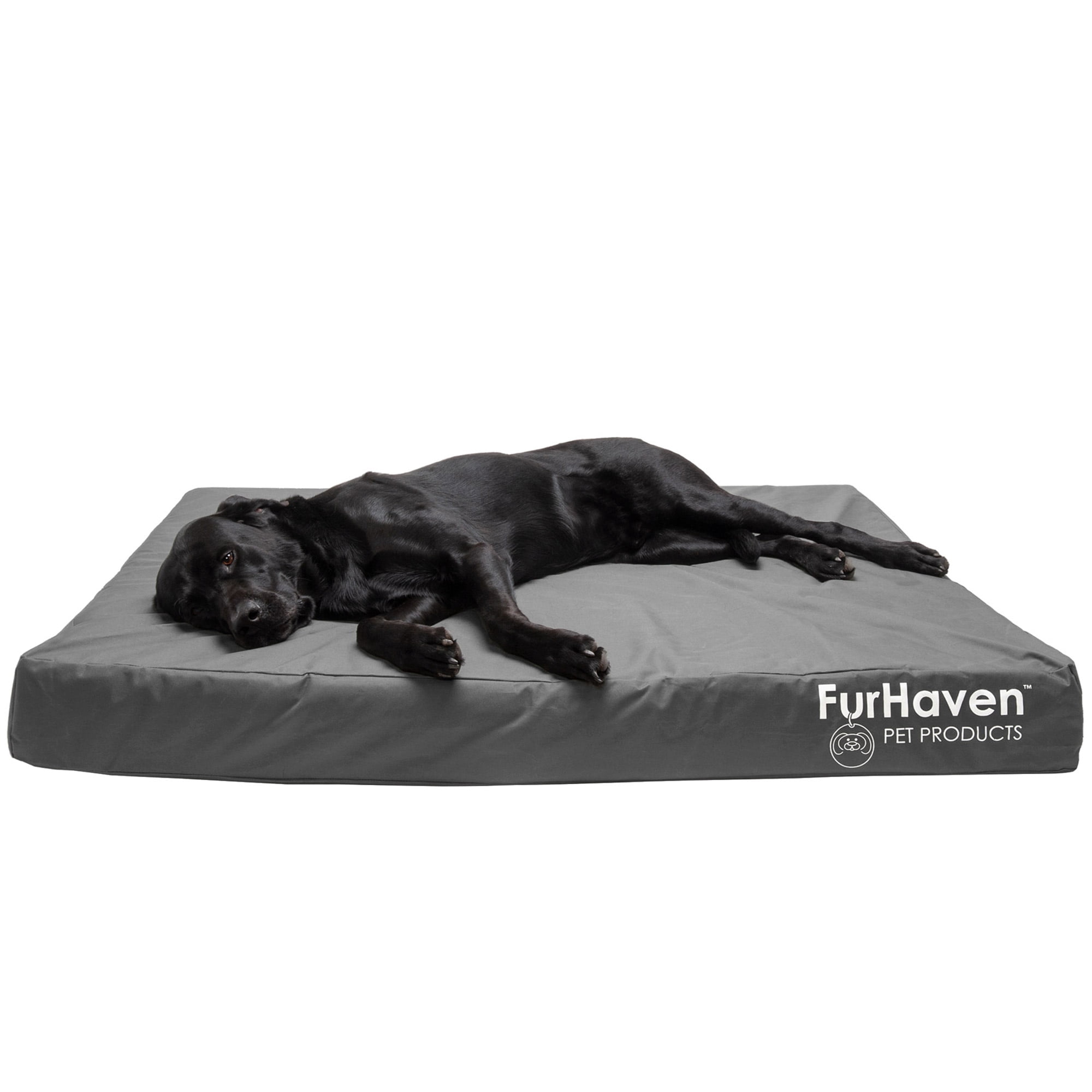 FurHaven Coated Oxford Indoor/Outdoor Deluxe Orthopedic Mattress Pet Bed, Stone Gray, Jumbo Plus/XXL, 1 Count