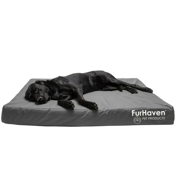 FurHaven Pet Products Indoor/Outdoor Oxford Orthopedic Deluxe Mattress Pet Bed for Dogs & Cats - Stone Gray, Jumbo Plus