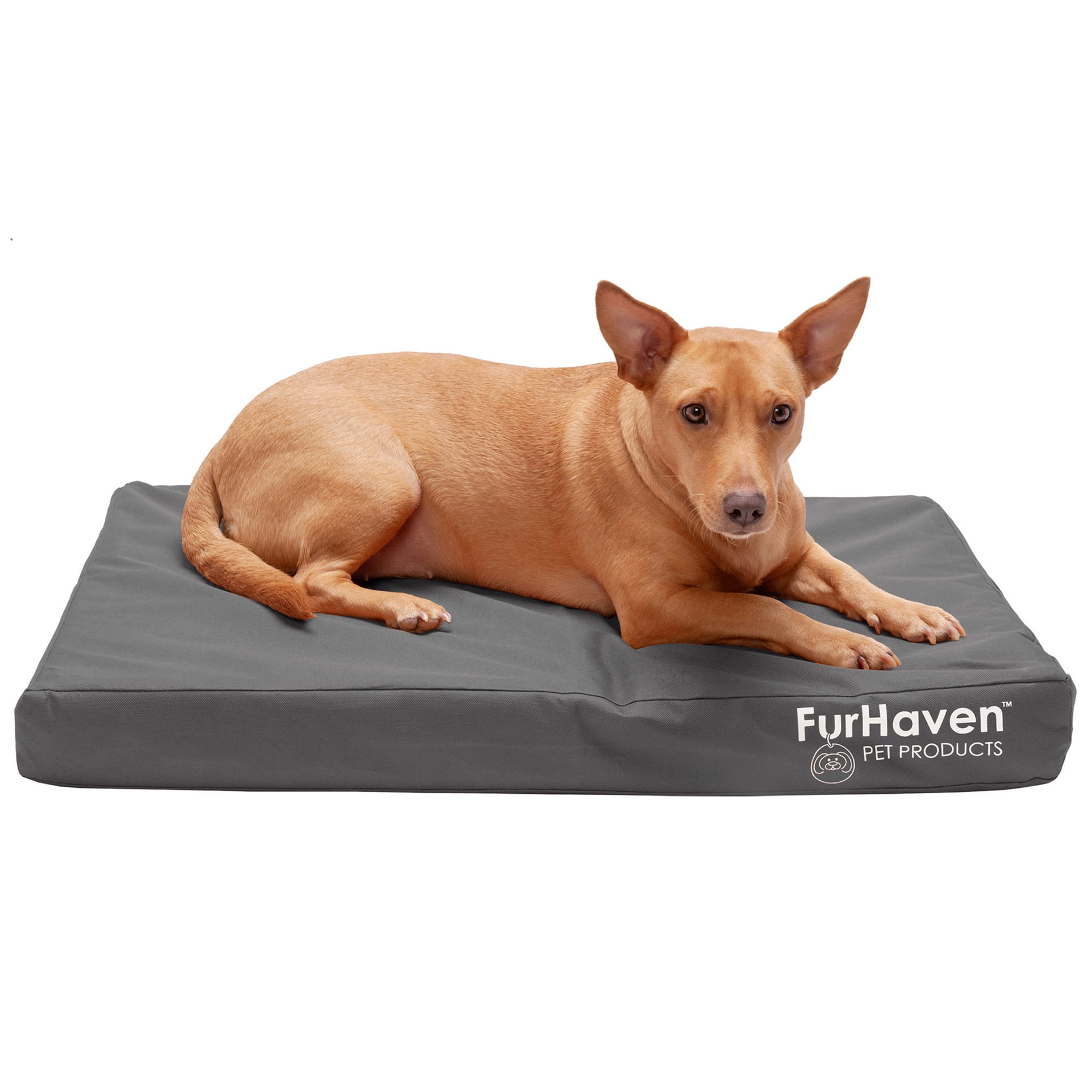 Medium Stone Gray Orthopedic Dog Bed with Water-Resistant Cover