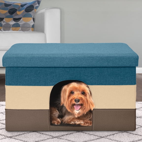 FurHaven Pet Products Large Pet House Ottoman for Dogs & Cats - Beach House Stripe