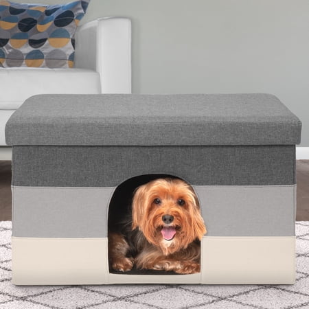 FurHaven Pet Products Large Pet House Ottoman for Dogs & Cats - Hygge Stripe