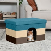 FurHaven Pet Products Large Pet House Ottomon for Dogs & Cats - Beach House Stripe
