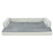 FurHaven Pet Products Large Plush & Decorator Check Orthopedic Comfy Couch Dog Bed, Gray