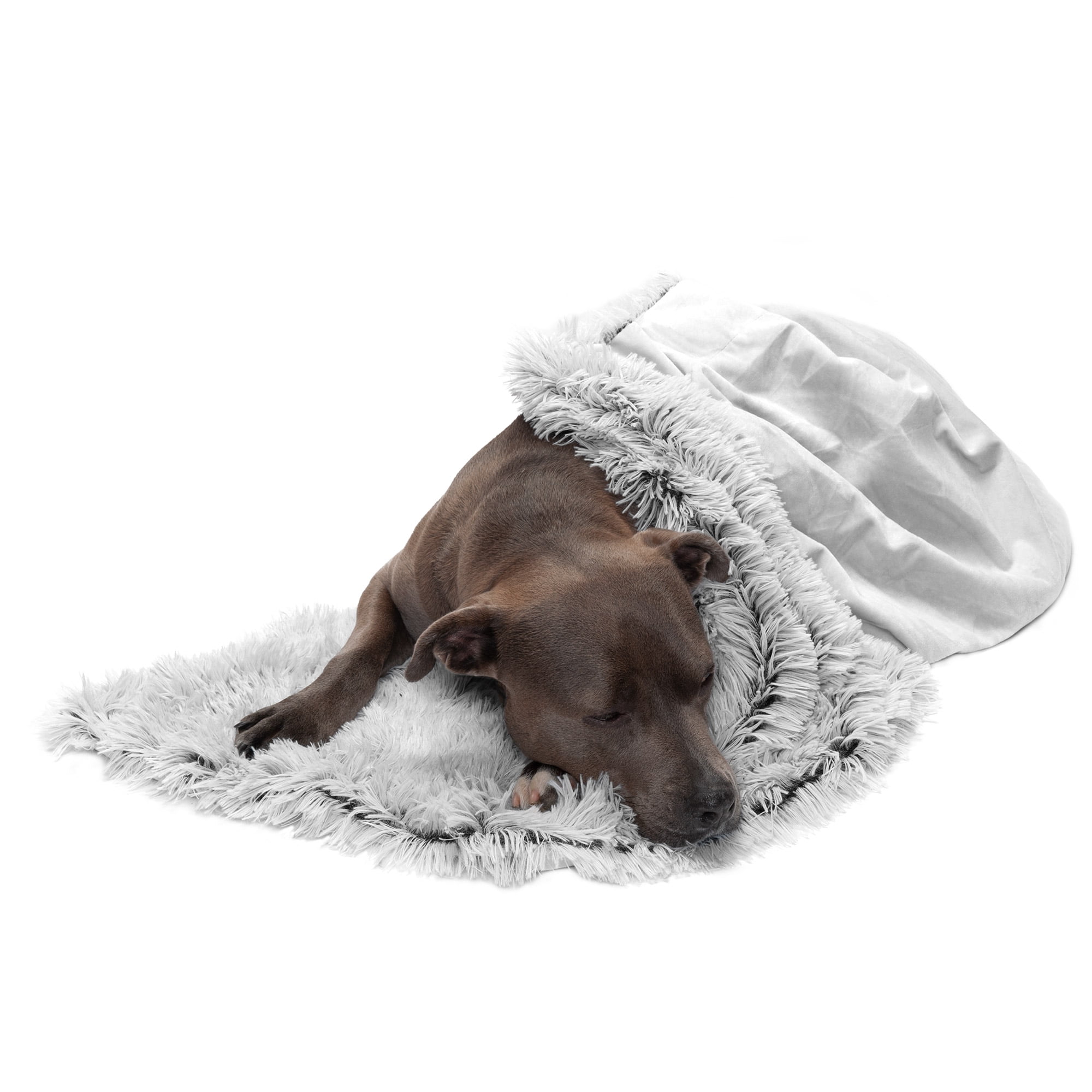Large Mist Gray Faux Fur and Velvet Waterproof Pet Blanket