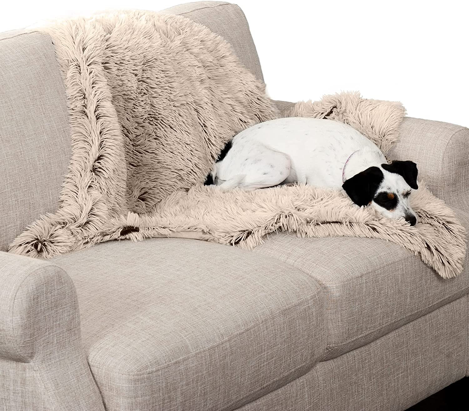 Taupe Medium Faux Fur and Velvet Waterproof Pet Blanket