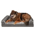 thumbnail image 1 of FurHaven Pet Products Luxe Fur & Performance Linen Cooling Gel Top Sofa Pet Bed for Dogs & Cats - Charcoal, Large, 1 of 13