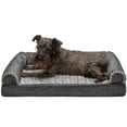 thumbnail image 1 of FurHaven Pet Products Luxe Fur & Performance Linen Cooling Gel Top Sofa Pet Bed for Dogs & Cats - Charcoal, Medium, 1 of 13