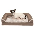 thumbnail image 1 of FurHaven Pet Products Luxe Fur & Performance Linen Memory Top Sofa Pet Bed for Dogs & Cats - Woodsmoke, Medium, 1 of 13