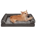 thumbnail image 1 of FurHaven Pet Products Luxe Fur & Performance Linen Orthopedic Sofa Pet Bed for Dogs & Cats - Charcoal, Medium, 1 of 13