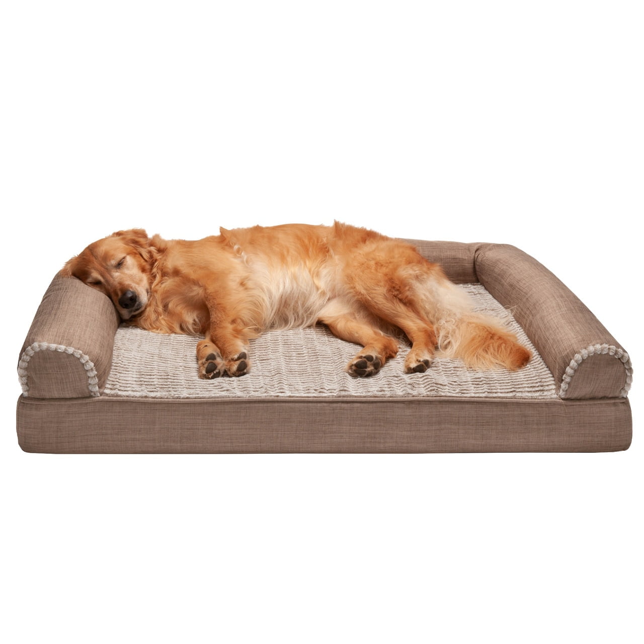 Large Orthopedic Faux Fur and Linen Outdoor Sofa Bed