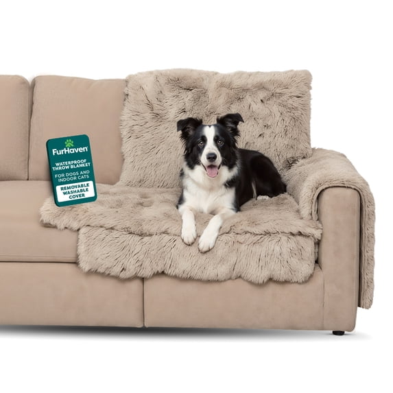FurHaven Pet Products Luxury Fur Snuggle Spot Furniture Protector - Taupe, One Size