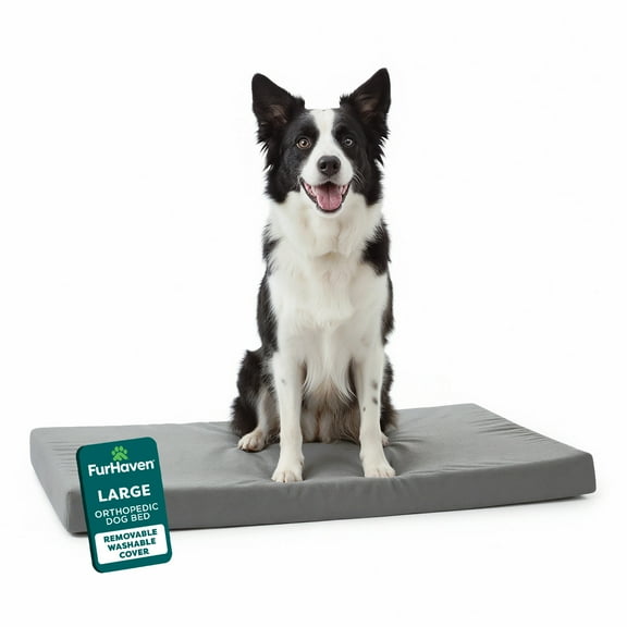 FurHaven Pet Products Mattress Edition Medium-Large Memory Foam Dog Kennel & Crate Mat, Gray