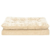 FurHaven Pet Products Medium Embossed Faux Fur & Suede Pillow Top Mattress Dog & Cat Bed, Taupe