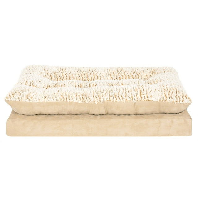 FurHaven Pet Products Medium Embossed Faux Fur & Suede Pillow Top