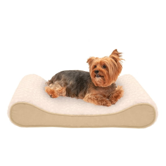 FurHaven Pet Products | Memory Foam Ultra Plush Luxe Lounger Pet Bed for Dogs & Cats, Cream, Medium