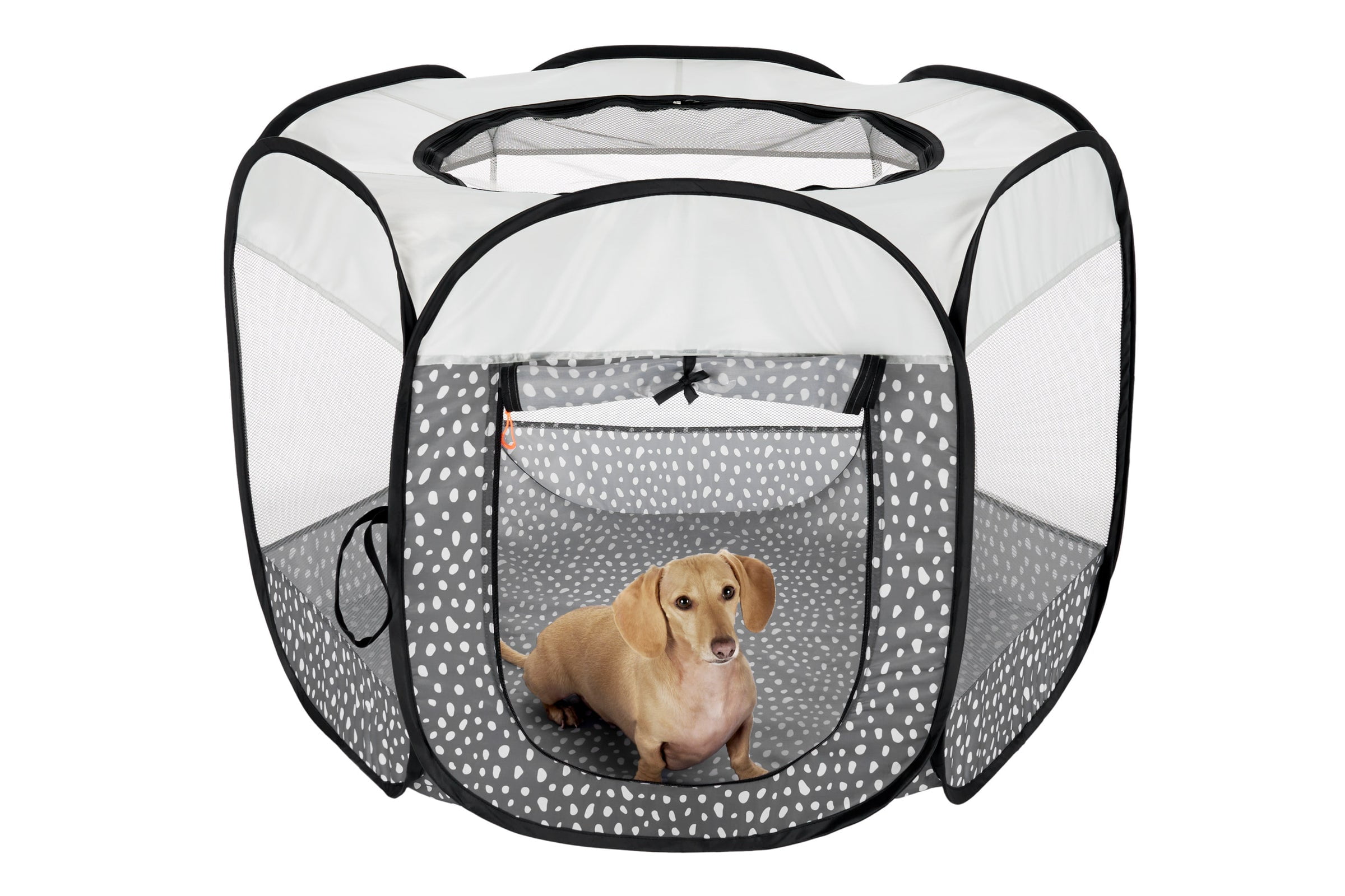 FurHaven Pet Products Mesh Open-Air Pet Playpen - Gray Pebbles, Medium