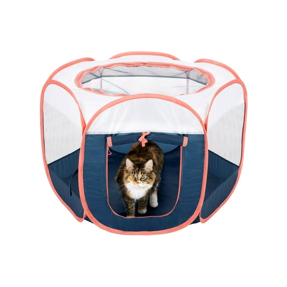 FurHaven Pet Products Mesh Open-Air Pet Playpen - Navy, Small