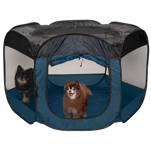 FurHaven Pet Products Mesh Open-Air Pet Playpen - Sailor Blue, Extra Large