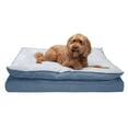 thumbnail image 1 of FurHaven Pet Products Minky Faux Fur & Suede Pillow-Top Orthopedic Pet Bed for Dogs & Cats - Stonewash Blue, Jumbo, 1 of 13
