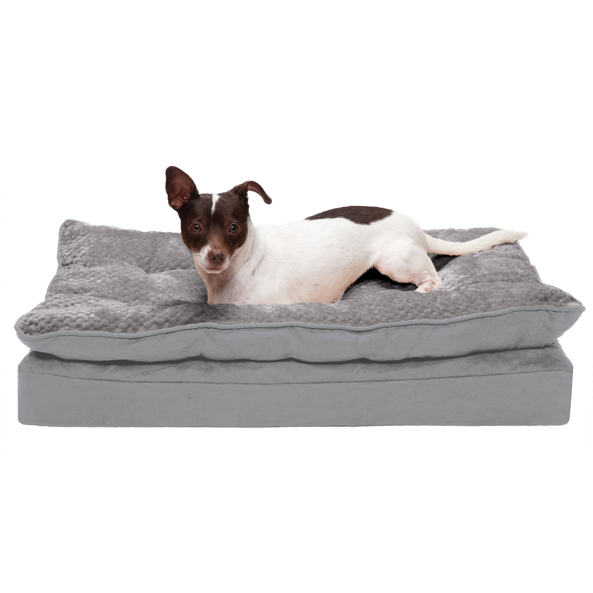 Titanium Gray Medium Faux Mink Fur Orthopedic Dog Bed