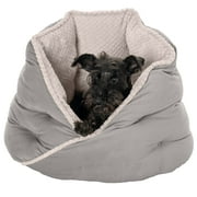 FurHaven Pet Products | Minky Faux Fur & Velvet Hug Bed for Dogs & Cats - Silver Gray, Medium