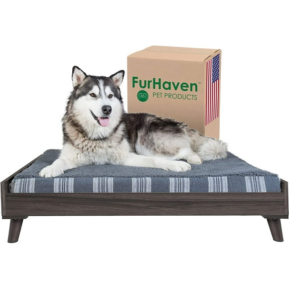 FurHaven Pet Products Modern Pet Bed Frame - Gray Wash, Fits Beds 44x35"