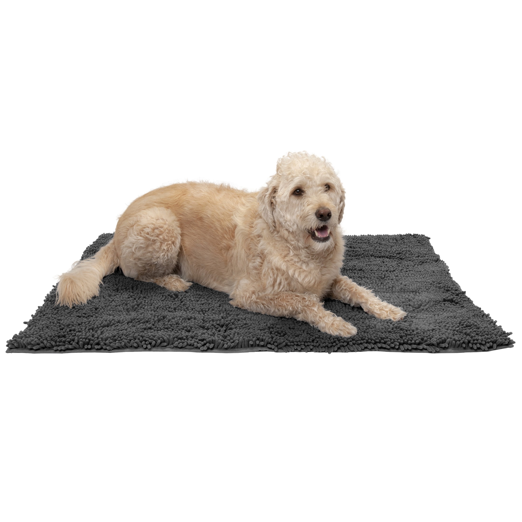 FurHaven Ultra Absorbent Dog Door Mat, Muddy Paws Chenille Rug with Machine Washable & Non Slip Backing for Cleaner Floors & Pet Safety, Jumbo Plus, Charcoal Gray, 1 Count