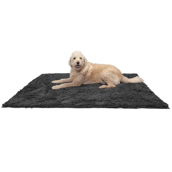 FurHaven Pet Products Muddy Paws Towel & Shammy Rug for Dogs & Cats - Charcoal Gray, Jumbo Plus