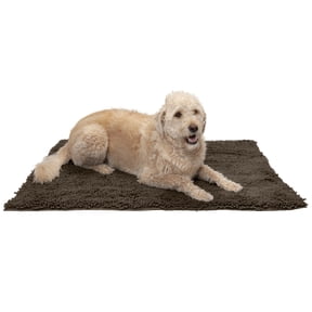 FurHaven Ultra Absorbent Dog Door Mat, Muddy Paws Chenille Rug with Machine Washable & Non Slip Backing for Cleaner Floors & Pet Safety, XL, Mud Brown, 1 Count