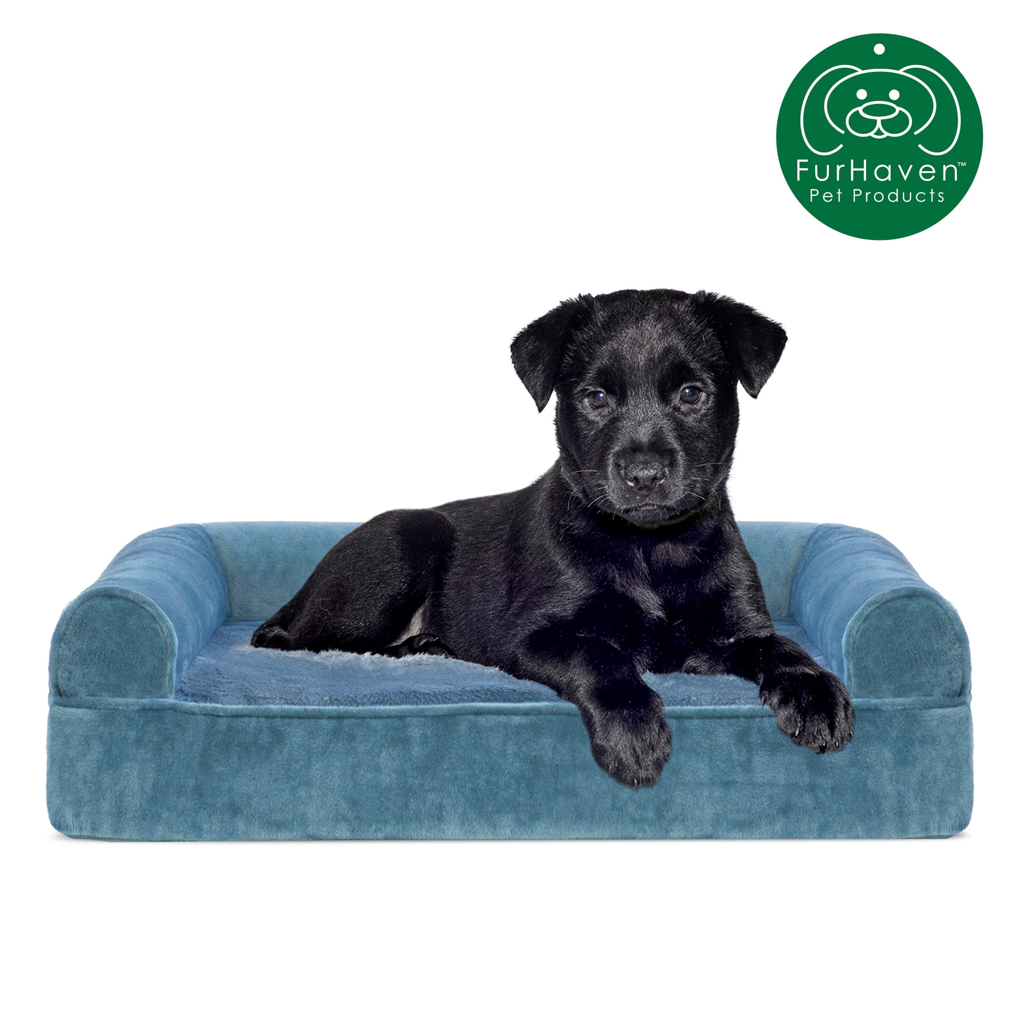 FurHaven Pet Products Orthopedic Faux Fur & Velvet Sofa Pet Bed for