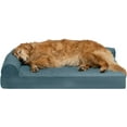 thumbnail image 1 of FurHaven Pet Products Paw-Quilted Cooling Gel Memory Foam Deluxe L-Chaise Pet Bed for Dogs & Cats - Bluestone, Jumbo, 1 of 15
