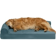 FurHaven Pet Products Paw-Quilted Cooling Gel Memory Foam Deluxe L-Chaise Pet Bed for Dogs & Cats - Bluestone, Jumbo