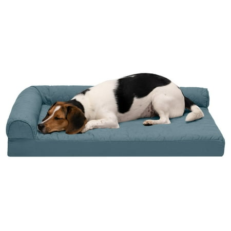 FurHaven Pet Products | Paw-Quilted L-Chaise Full Support Sofa Bed - Medium, Bluestone