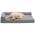 thumbnail image 1 of FurHaven Pet Products Paw-Quilted Memory Top Deluxe L-Chaise Pet Bed for Dogs & Cats - Medium, Titanium, 1 of 11