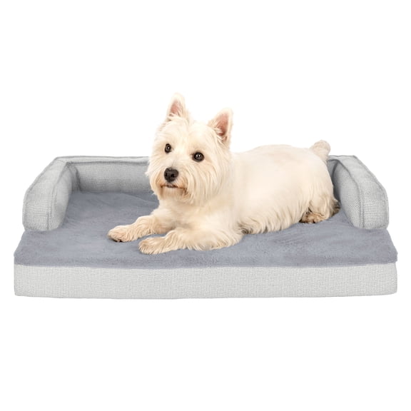 FurHaven Pet Products Plush & Decor Check Comfy Couch Orthopedic Pet Bed for Dogs & Cats - Gray, Medium