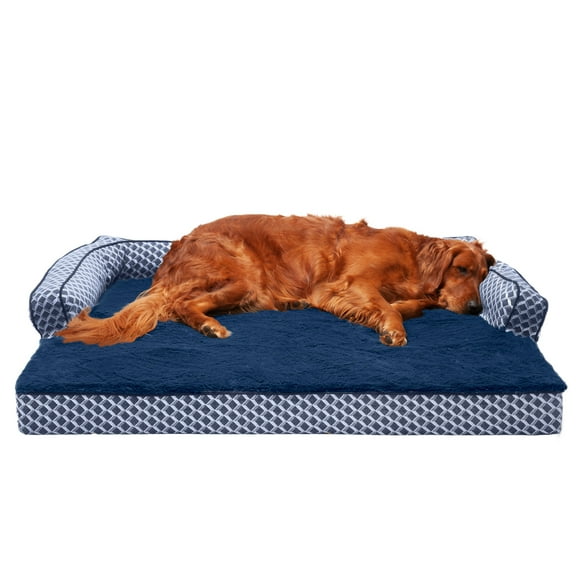 FurHaven Pet Products Plush & Decor Orthopedic Comfy Couch Pet Bed for Dogs & Cats - Diamond Blue, Jumbo