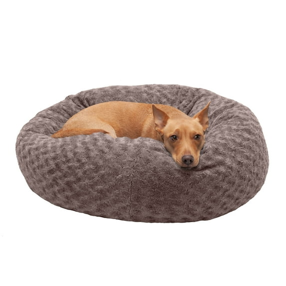 FurHaven Pet Products | Plush Donut Pet Bed for Dogs & Cats - Cocoa Dust, Medium